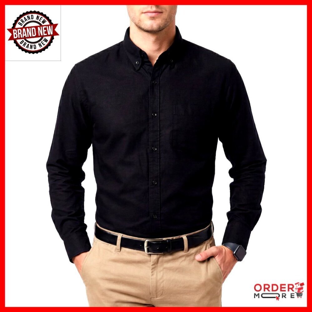 Men's 100% Cotton Oxford Dress Shirt Long Sleeve Button Down